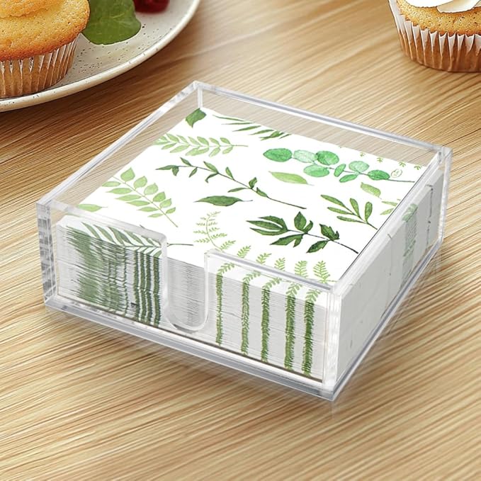 LotFancy Acrylic Napkin Holder, Luncheon, Dinner Napkin Holder for 6.5 x 6.5 inch Napkin, Clear Paper Holder for Table, Bathroom, Kitchen, Bar, Party, Wedding, Event