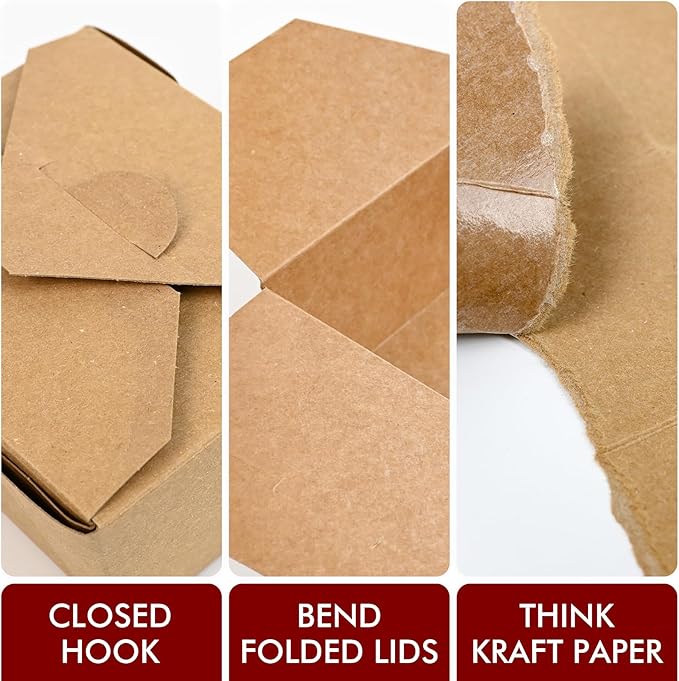 EcoDispose 30 oz Kraft Paper Pack of 450 Fold To Go Containers, Microwaveable Leak and Grease Proof Take Out Boxes for Lunch,Leftover and Restaurant