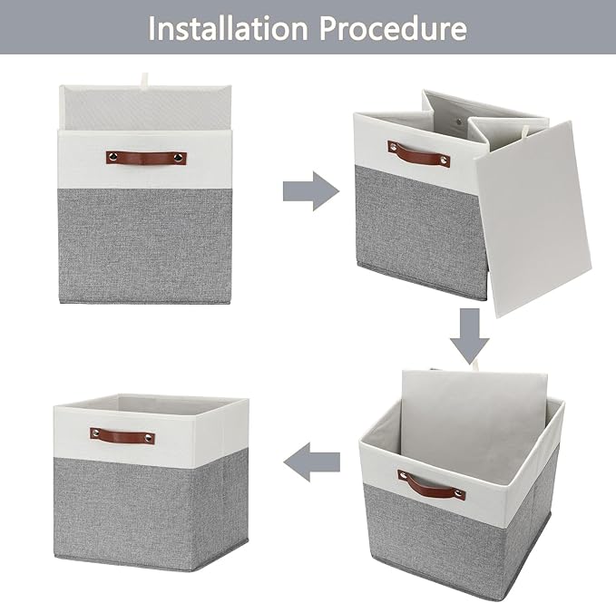 HNZIGE 13x13 Foldable Storage Bins Set of 4 Storage Cubes Fabric Storage Baskets for Shelves with Handles Organizer for Toy Nursery Closet Bedroom