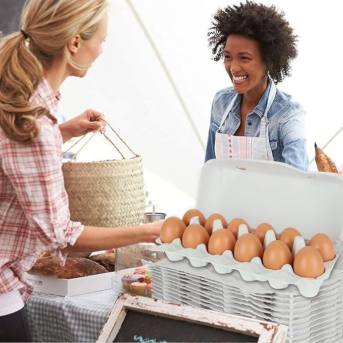 CertBuy 20 Pack Empty Egg Carton, Blank Natural Pulp Egg Cartons Holds Up to 12 Eggs, Reusable Natural Pulp Egg Torage Containers for Home, Kitchen, Farm
