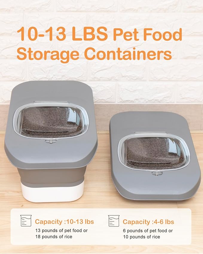 10-13LBS Dog Food Storage Container, Cat Food Container Airtight, Pet Food Container with Scoop and Silicone Dog Bowl,Cat Food Storage Container Dry Food