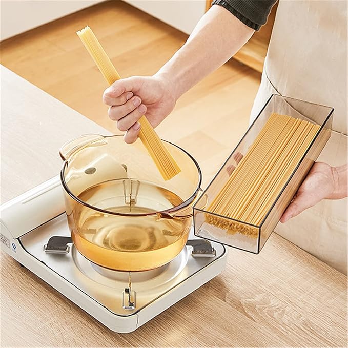 Hanobe Pasta Containers for Pantry Large Spaghetti & Noodle Canister Clear Cereal Storage Organizer Set with Lock Lids Durable BPA-free Plastic Food Keeper for Fridge Kitchen Cabinet (6, 37oz)
