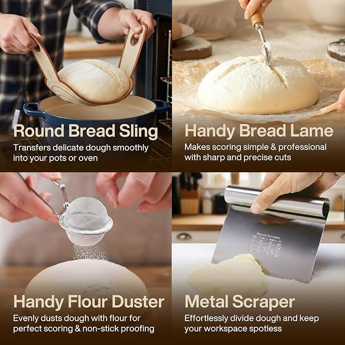 ARTOS ULTIMATE Sourdough Starter Kit | Banneton Bread Proofing Baskets with Bread Making Tools | Sourdough Bread Baking Supplies with Silicone Slings, Mat, Whisk, Scrapers Lame, Jar, Scale & Many More
