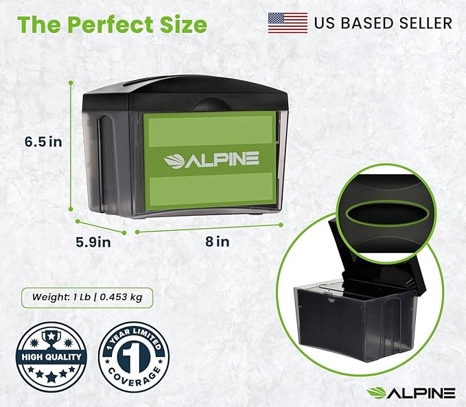 Alpine Tabletop Commercial Napkin Dispenser Restaurant Napkin Holder for Easy Access to Interfold Napkins from Both Sides with an Insert Marketing Space for Restaurants, Cafeterias, Food Trucks, Club