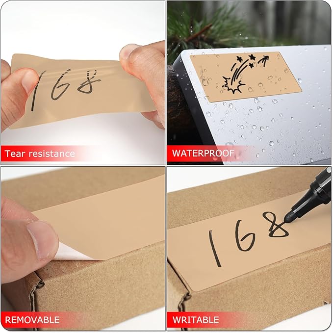 Brown Rectangle Color Coding Labels 4 × 2 Inches Self-Adhesive Vinyl Stickers Writable Waterproof Removable File Folder Labels for Storage Bins Food Containers Box 500 PCS