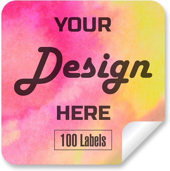 Custom Stickers Personalized Labels - Customized Stickers with Any Design Image Logo Text,Custom Thank You Label Stickers,Custom Stickers for Business Logo,100 Labels (Square, 4"x4")