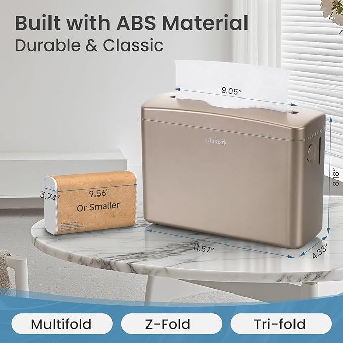 Countertop Paper Towel Dispenser Universal Fit for Multifold, Z-Fold Trifold Hand Towels, Commercial Napkin Dispenser for Bathroom Home Kitchen Toilet ABS Paper Towel Holder (Champagne Gold)