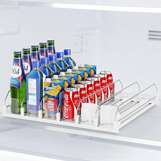 Drink Organizer For Fridge,Soda Drink Dispenser For Fridge,Fridge Can Drink Organizer,12oz 16oz 20oz-Soda Automatic Dispenser For Fridge And Adjustable Width-Holds Up To 30 Cans,6 Rows