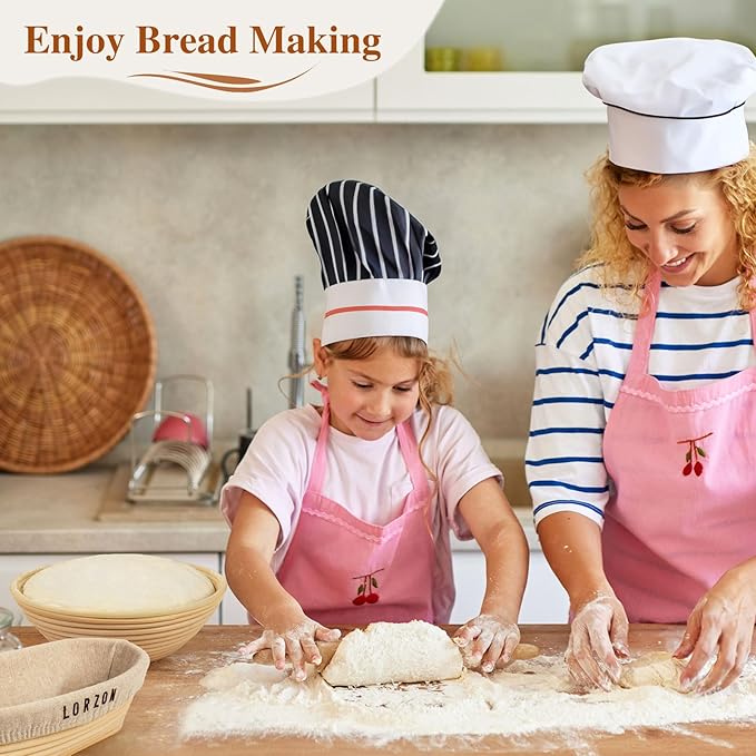 Lorzon Banneton Bread Proofing Baskets Set of 2, 11" Round & 12" Oval Sourdough Proofing Baskets with Sourdough Bread Baking Supplies, Bread Making Kit