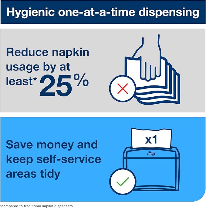 Tork Xpressnap® White Dispenser Napkin N4, One-at-a-Time Dispensing, 1-ply, 1/4 Fold, 13" x 8.5 ", 12 x 500 Napkins, 109000