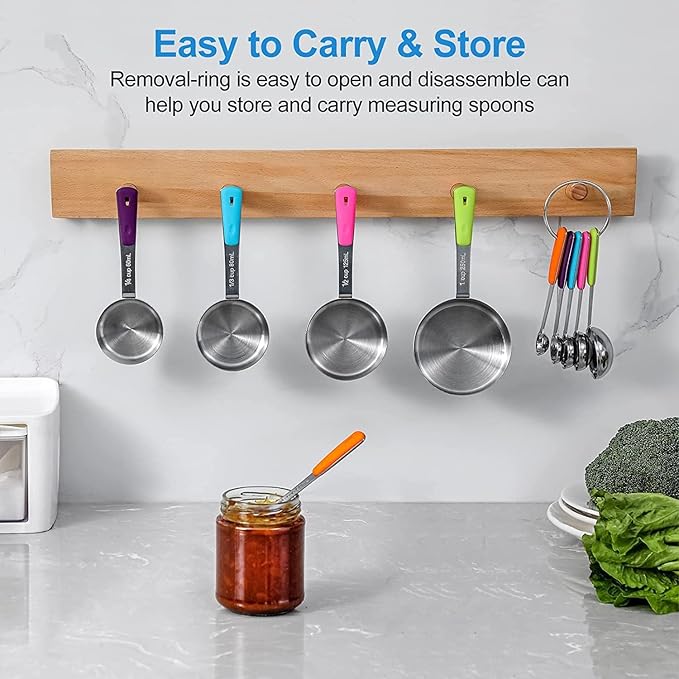 Bopei Stainless Steel Measuring Cups Set (8 Cups, Colorful)