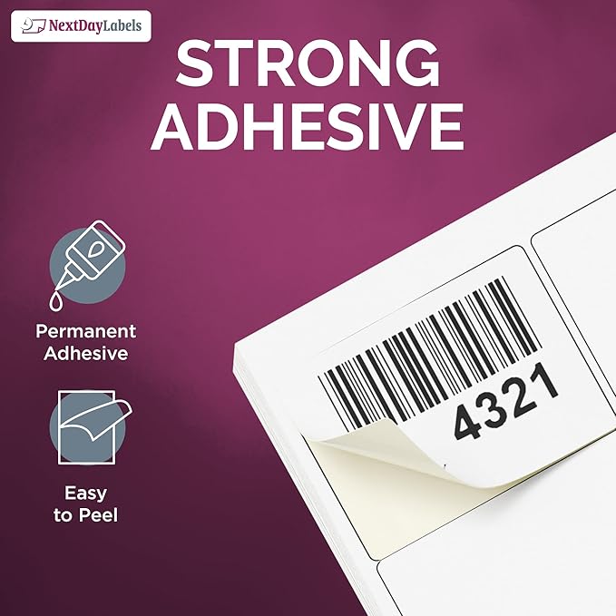 NextDayLabels 2.69x2 Inch Rectangle Stickers White Blank Labels for Laser Inkjet Printer - 15 Per Sheet Self-Adhesive Shipping Name Tags Product Made in USA - 3750 Labels