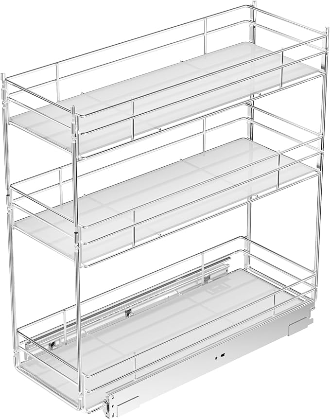 MODCART Pull Out Spice Rack Cabinet Organizer (6" W X 20½" D),3 Tier Slide Out Drawer for Narrow Cabinet, Pull Out Shelves Under Cabinet Storage for Kitchen
