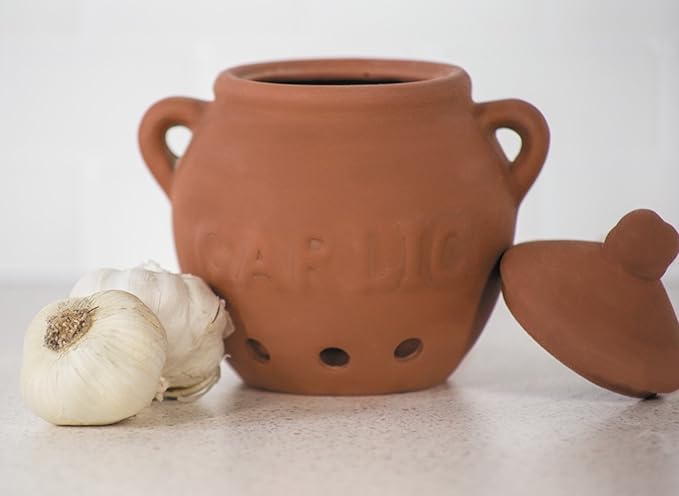 Fox Run Garlic Keeper, Terra Cotta, Red, 4.25 x 5.25 x 5.25 inches