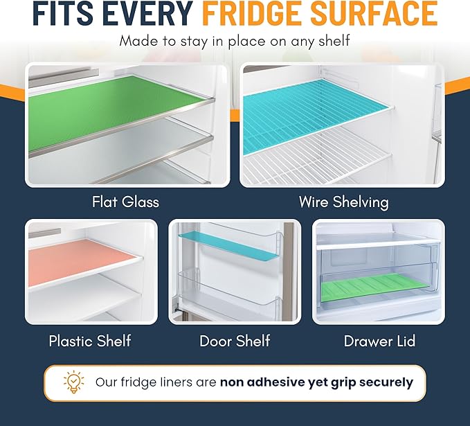 Refrigerator Liners for Shelves (8 Pack) by Linda’s Essentials - Non-Adhesive Shelf or Drawer Liner, BPA-Free Fridge Mats for Kitchen & Cabinets, Easy to Clean, Ideal Household Essentials (Pink)