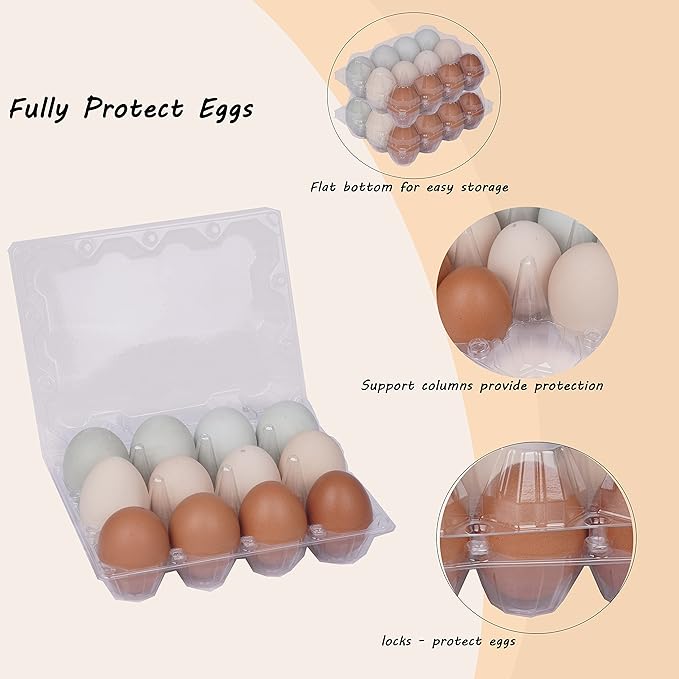 70 Pack Plastic Egg Carton Reusable Clear Egg Cartons for Chicken Eggs, Hold 12 Eggs Each