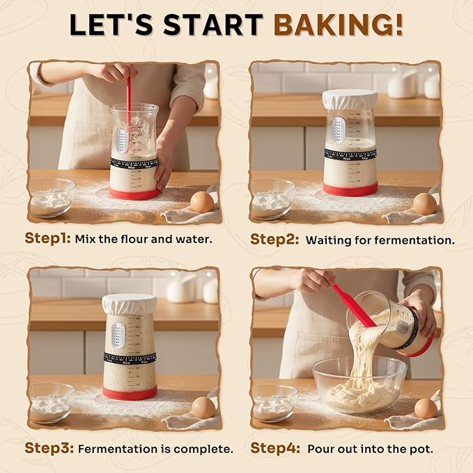 ONULISS Sourdough Starter Kit with 40oz Starter Jar, Banneton Bread Proofing Basket Set of 3 (9" Round,10" Oval,5" Mini), Cotton Rope Bread Making Tools for Sourdough Baking, Complete Gift for Bakers