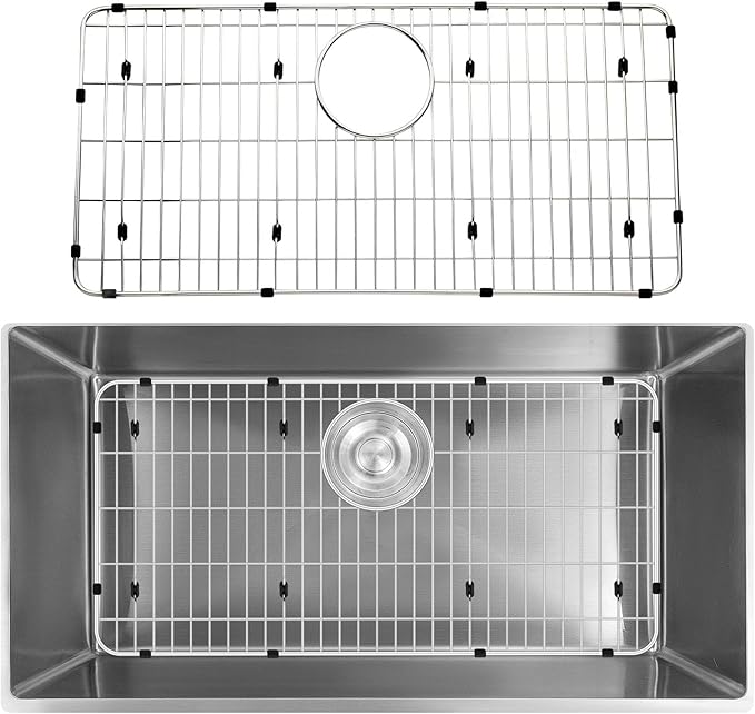 LKOBG2915SS Kitchen Sink Grate 27.5" x 13.5" x 1.25" Stainless Steel Sink Protector with Supersoft Silicone Feet