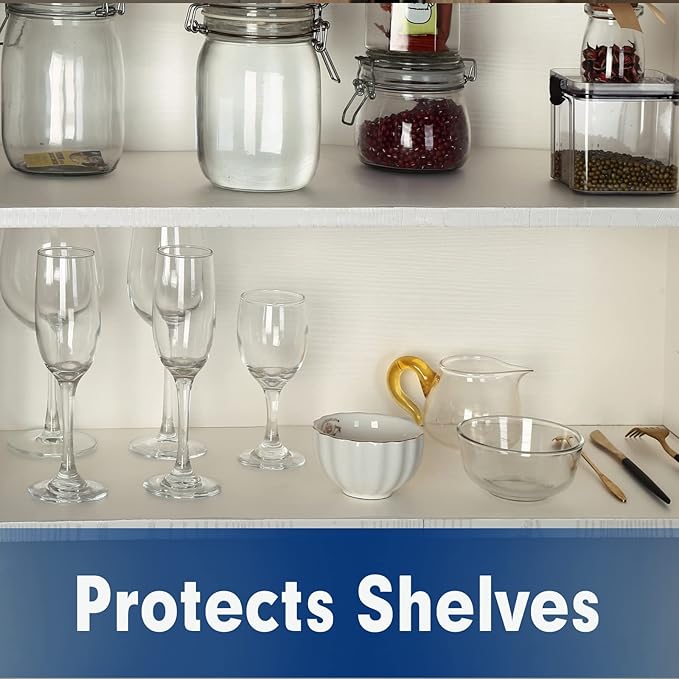 Shelf Liner, Drawer Liner, 12 Inches x 20 FT Cabinet Liner for Kitchen Cabinets Non-Adhesive Shelf Liners, Waterproof Shelf Paper with Non-Slip, Durable Liners, Clear