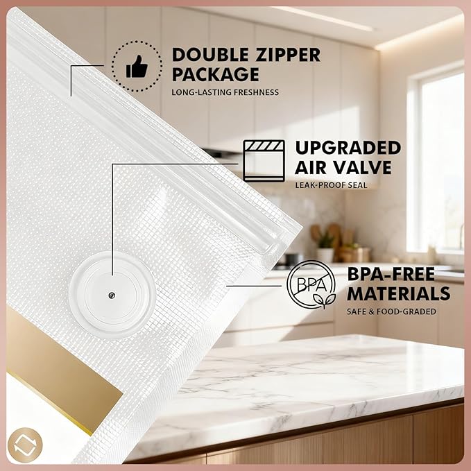 Reusable Vacuum Sealer Bags for Food: 30Pcs BPA-Free Reusable Vacuum Seal Bags with Air Valve & 2 Seal Clips, Plastic Clear Freezer Safe Vacuum Food Storage Bags, Microwaveable Seal Bags for Kitchen