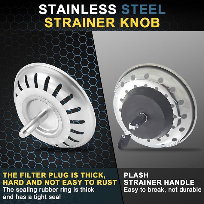 3-1/2'' Kitchen Sink Drain Kit - Stainless Steel Sink Strainer Drain Basket Replacement