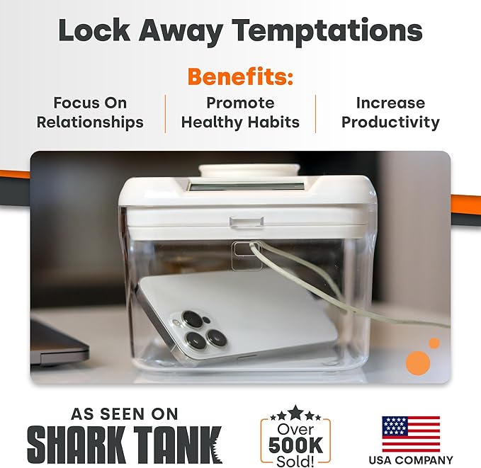 KSafe Timer Lock Box for Phones, Snacks & Medications - Cell Phone Jail & Food Safe with Timer - Time Locking Container for Better Habits & Addiction Management (Mini, Blue Lid + 3.0” Clear Base)