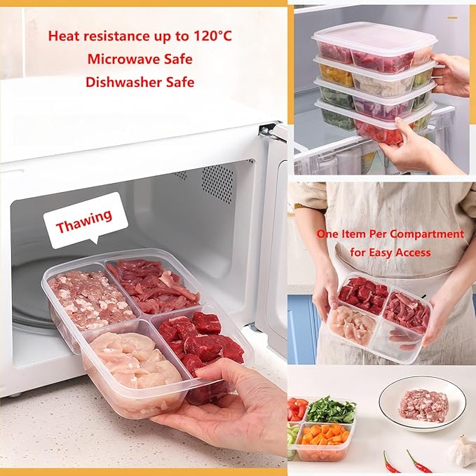 4 Pcs Reusable Food Storage Containers with Lids, Meal Prep Lunch Boxes Food Containers for Storing fruits, Meat, Snacks and Vegetables.
