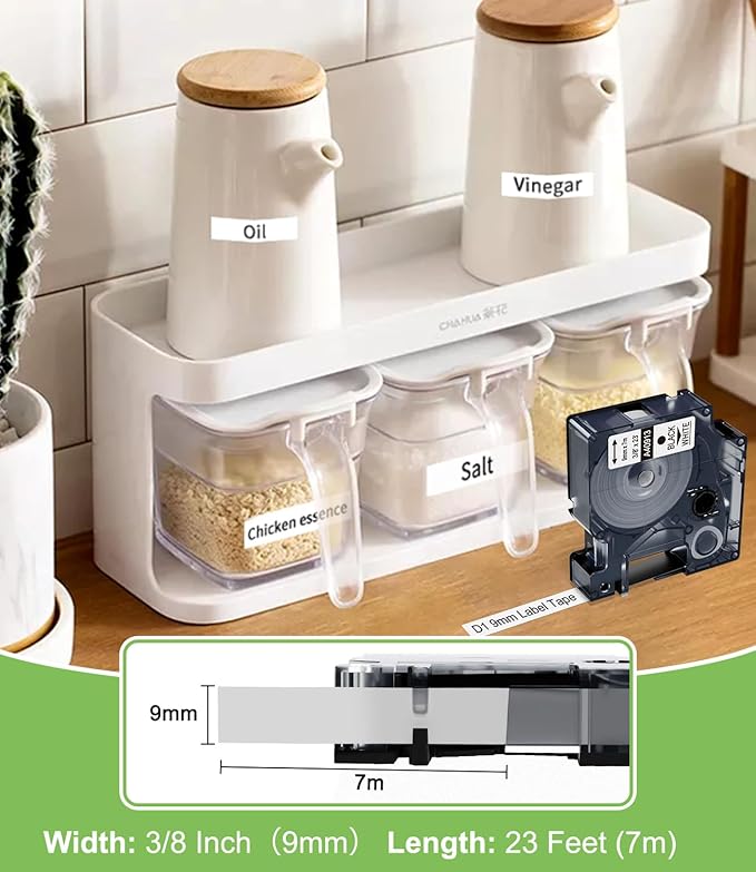 Freshworld Compatible with Dymo D1 Label Tape 3/8 Inch 40913 S0720680 Label Maker Refills d1, Black on White 9mm Refills, for LabelManager 160 210D 260P 280 360D Printer COLORPOP, 23 Ft, 6-Pack