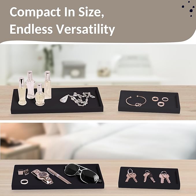 Spacewiser Countertop and Vanity Tray - 2 PC (11” and 7”) Shatterproof Silicone Kitchen and Bathroom Trays for Counter, Kitchen Soap Dispenser Tray, Vanity Trays for Bathroom, Perfume Key Tray