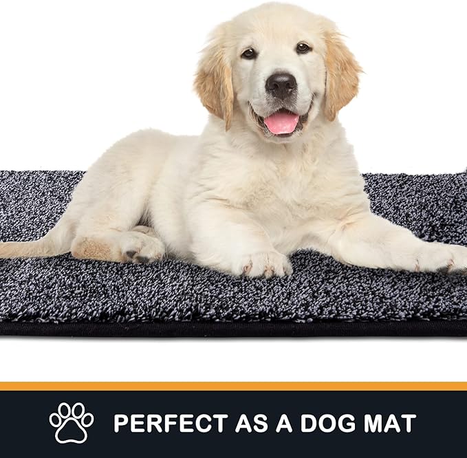 PURRUGS Dirt Trapping Door Mat 20" x 31.5", Non-Slip Machine Washable Entryway Rug, Dog Doormat, Indoor Front Door Mat, Super Absorbent Entry Rug for Muddy Shoes & Paws, Bluish Grey-Black