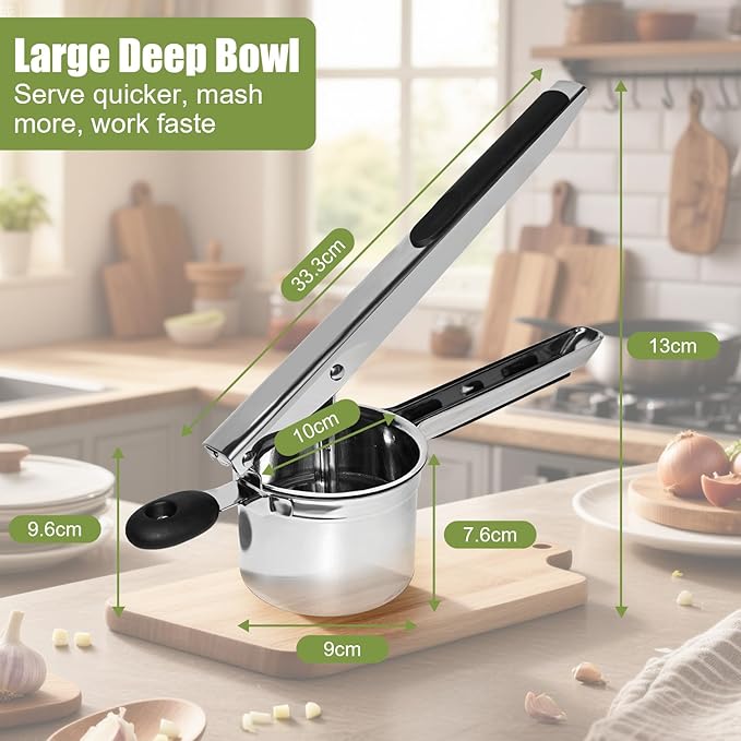 WildArtisan Large 15 oz Ricer for Mashed Potatoes, Stainless Steel Fixed Disc Potato Ricer for Mashed Potatoes, Easy to Clean and Dishwasher Safe, Suitable for Pumpkin, Sweet Potato, Baby Food
