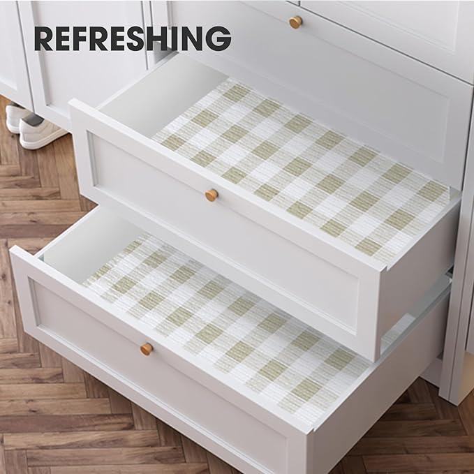 Beautysaid Shelf and Drawer Liner for Kitchen Cabinet, Non Adhesive Non Slip Shelf Paper Waterproof Washable Thickened for Dresser Pantry Shelve Bathroom Protector Liner(Checkered,23.6 in x 20 FT)