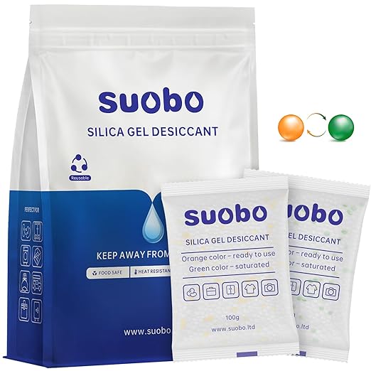 Silica Gel Packets, 100 Gram 20 Packs Moisture Absorbers with Color Indicating, Food Safe Desiccant Packs for Storage, Silica Packets for Foods, Electronics, Closet, 3D Filaments