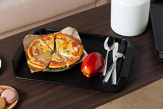 Aebeky Plastic Fast Food Tray,16.7 by 11.8-Inch,Set of 12 (Black)