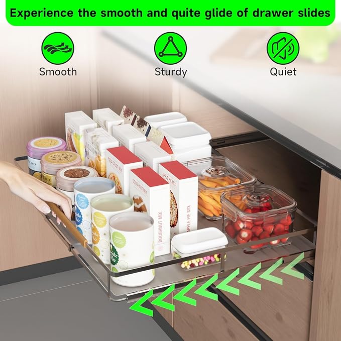SOFRON Expandable Pull Out Drawers for Cabinets, Kitchen Cabinet Slide Out Shelves, Adjustable Roll Out Drawers, X-Large 1 Pack