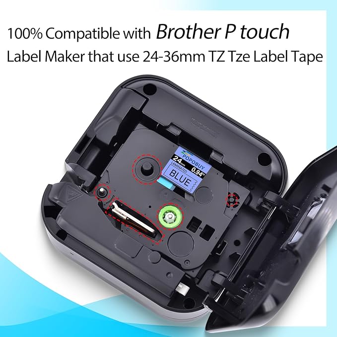 TZ TZe 24mm 0.94 inch Laminated Blue Tape Compatible for Brother P Touch TZ551 TZ-551 TZe-551 TZe551 Label Tape for Brother PT-9700PC 2430PC E550W E800W Label Maker, 5 Pack Black on Blue