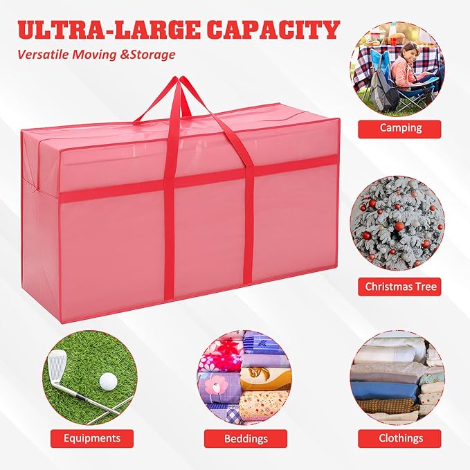4 Pcs 66 Gallon Extra Large Moving Bags Heavy Duty Storage Bag with Strong Zipper Handle Foldable XXL Jumbo Storage Tote Packing Moving Box for College Dorm Travel Cloth Duffle (Jelly Pink)