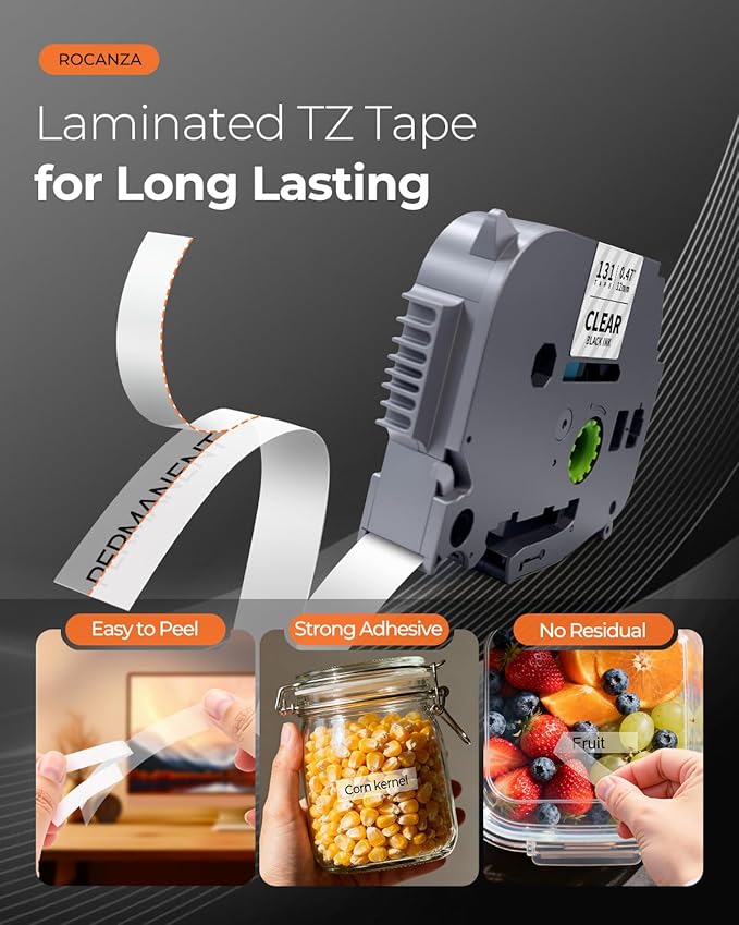 TZe-131 Clear Label Maker Tape 12mm 0.47 Laminated Clear TZ Tape 1/2" Compatible with Brother P Touch Label Tape Work with Brother PTouch D220 PTD210 PTH110 PTH111 PTP710BT PTD400 Cube, 6-Pack
