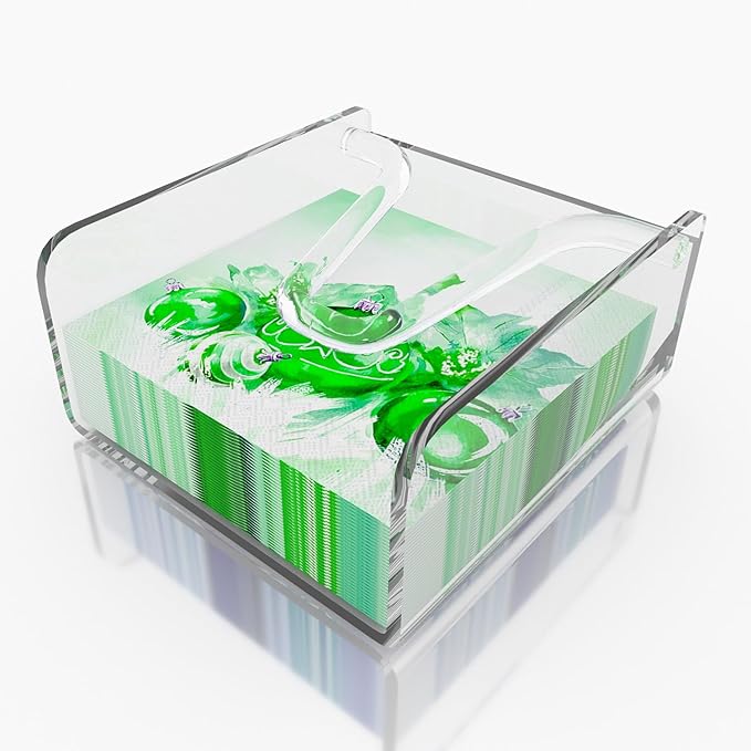 Sarpu Tecz Clear Acrylic Napkin Holder 6.5"x6.5" Cocktail Napkin Holders with Weight Arm, Acrylic Luncheon Bar Napkin Holder for Kitchen Counter, Dining Table, Bathroom Vanity(1pc)