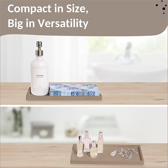 Spacewiser Countertop and Vanity Tray - 11.7" Silicone Bathroom Tray, Flexible Dish Soap Holder for Kitchen, Bathroom Counter Organizer, Shower Toilet Tank Trays Décor Accessories, Sink Makeup Mat Oil