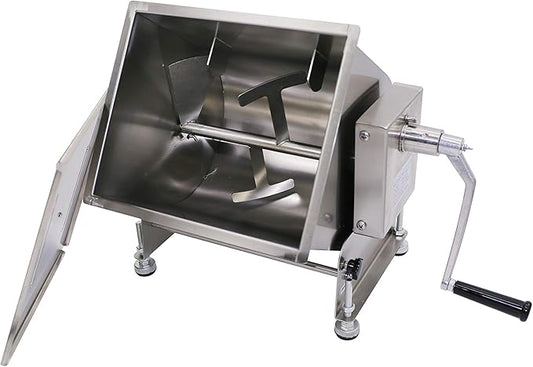 Commercial Stainless Steel 16.5-Pound/10-Liter Capacity Tilt Tank Manual Meat Mixers,(Mixing Maximum 16.5-Pound for Meat),Sausage Mixer Machine Meat Processing Equipment
