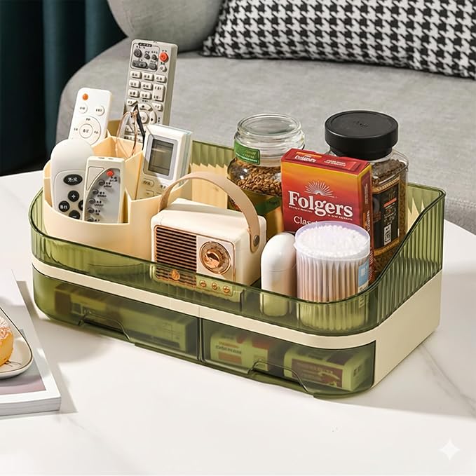 Tidyladyo Makeup Organizer with Dual Drawers - Large Capacity Countertop Cosmetic Storage for Skincare Vanity Bathroom