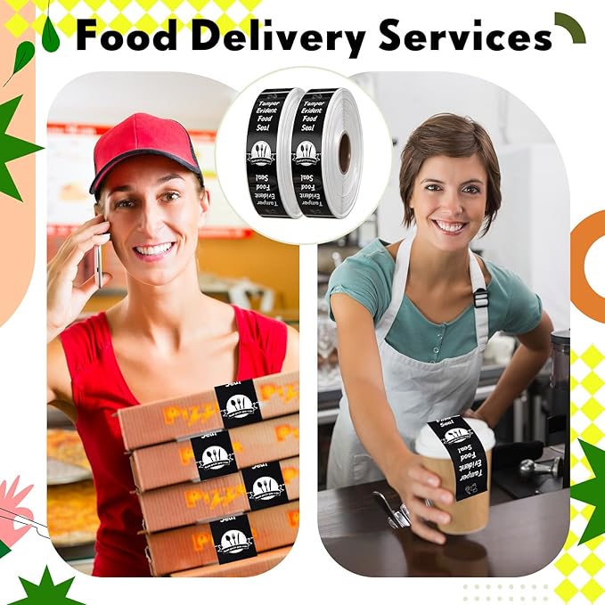 1000 Pieces Tamper Proof Stickers Safety Stickers for Food Delivery 1.5 x 6 Inches Tamper Seal Proof Tape Safe Labels Sealed for Freshness Drink Food Container Pizza Boxes(Black)