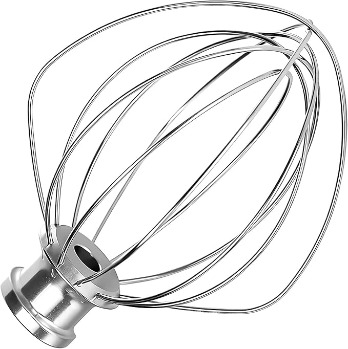Stainless steel 6-wire mixer, kitchen aid whisk attachment, compatible with 5plus-6Quart Bowl lift Stand mixer, Food grade, suitable for mixing cream and cake, dishwasher washable