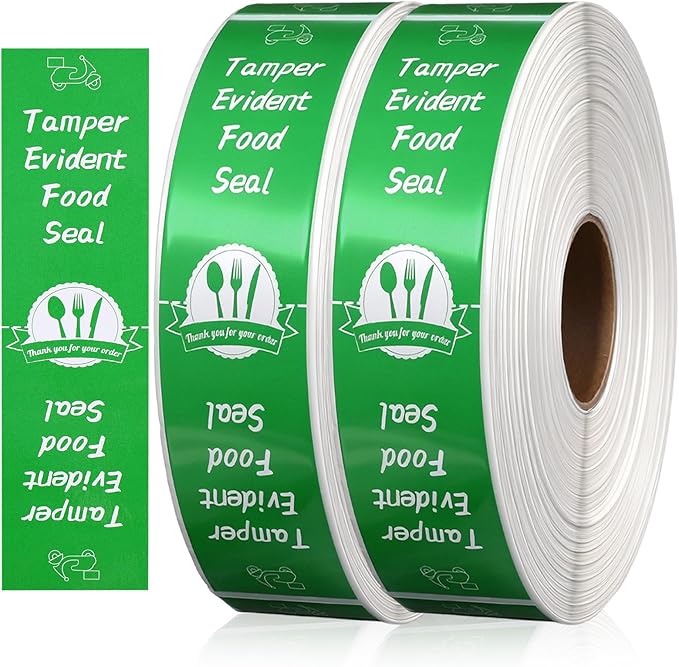 1000 Pieces Tamper Proof Stickers Safety Stickers for Food Delivery 1.5 x 6 Inches Tamper Seal Proof Tape Safe Labels Sealed for Freshness Drink Food Container Pizza Boxes(Green)