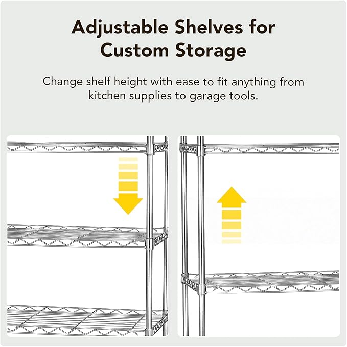 Displays By Jack 4 Tier Wire Shelving Unit Storage Rack, Metal Heavy Duty Utility Organization Units for Products Plant Standing Shelf, Pantry, Garage, Shelf Stand, Black, 14" W x 30" L X 48" H