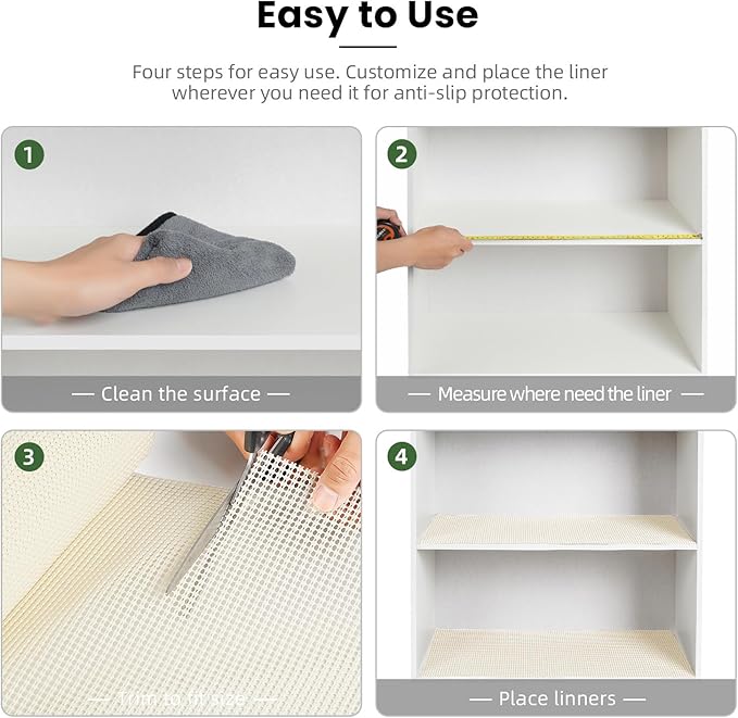 BAGAIL Drawer and Shelf Liner, 17.5 in X 20 Ft Non-Adhesive Shelf Liners for Kitchen Cabinets, Thick Strong Grip Liners for Desk, Shelves, Bathroom Drawers, Cabinet Protection - Cream