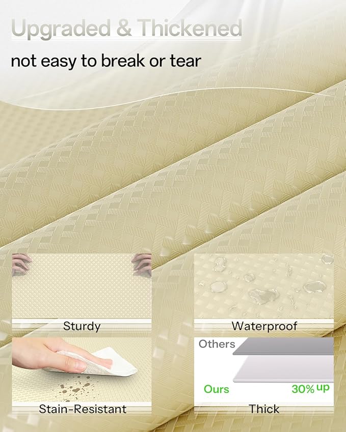 Shelf and Drawer Liner for Kitchen Cabinet, Non-Adhesive 24in x 120in Waterproof Contact Paper Refrigerator Liners Thickened Durable EVA Material Non Slip Mat for Dresser Cupboard Pantry Protector