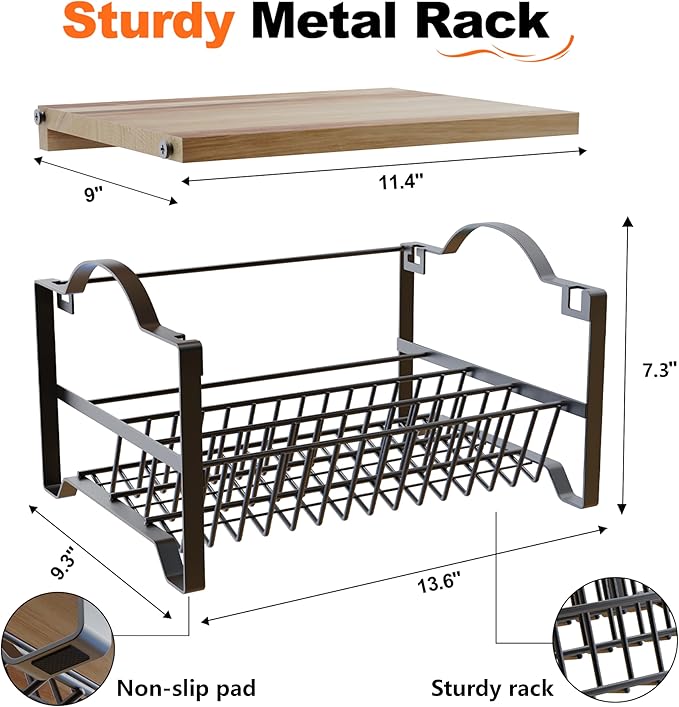Obswell Kole 3 Tier Spice Rack Organizer with Bamboo Top Tablet Holder, 18 Spice Jars, 422 Spice Labels, and Funnel Set for Kitchen, Cabinet, Countertop, Pantry, Cupboard. Seasoning Organizer Black
