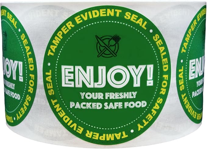 InStockLabels 500 Green Circle Tamper-Evident Food Seal Stickers, Labels for Food Containers (2.5 Inches)